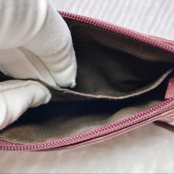 Coach Wine Wristlet Signature Canvas Studs Leather - Picture 8 of 9